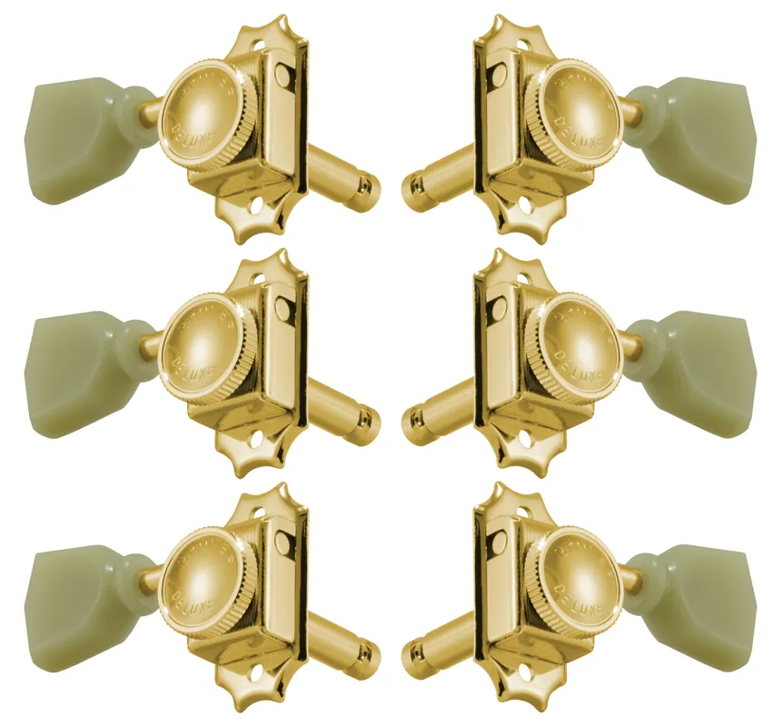 Grover 533GK Vintage Locking Rotomatics with Keystone Button - Guitar Machine Heads, 3 + 3 - Gold Sale
