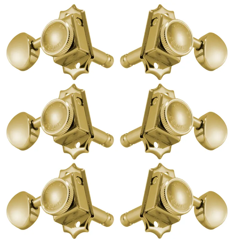 Zertifiziert Grover 533G Vintage Locking Rotomatics with Metal Button - Guitar Machine Heads, 3 + 3 - Gold