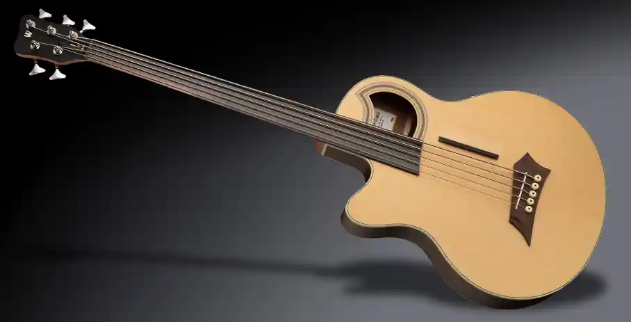 Top-Angebot Warwick RockBass Alien Deluxe Hybrid Thinline, Lefthand, 5-String, Fretless - Natural Transparent Satin