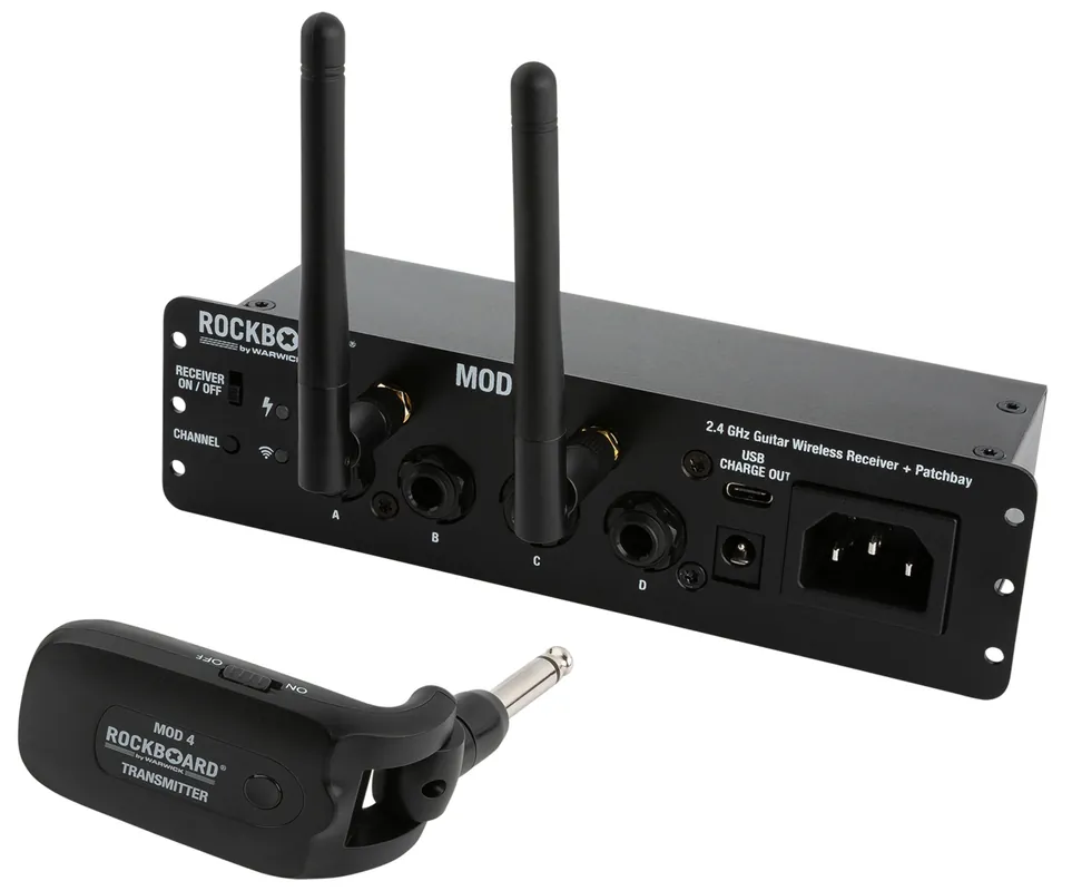 RockBoard MOD 4 & Transmitter - 2.4 GHz Guitar Wireless Receiver, Transmitter + TRS Patchbay Begrenztes Angebot