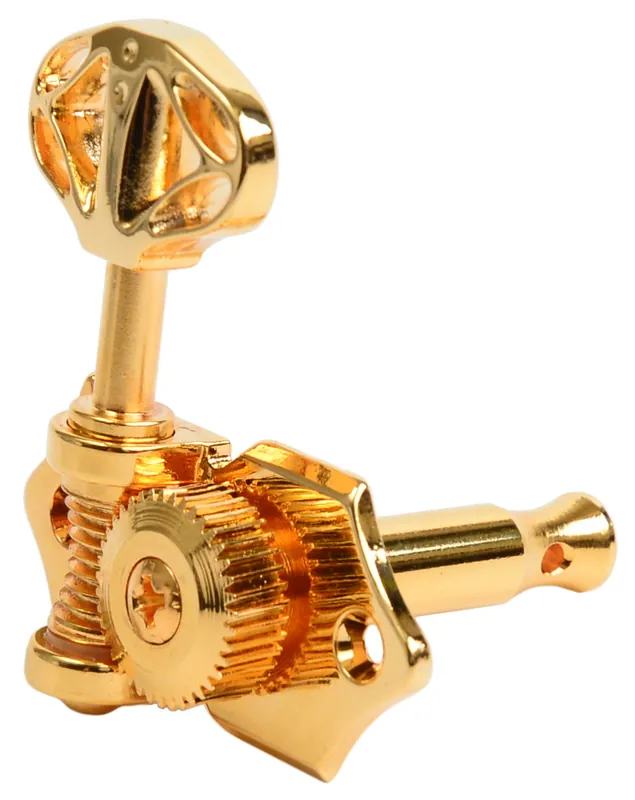 Begrenztes Angebot Graph Tech PRN-3411-G0 Ratio Acoustic Guitar Machine Heads, Open Back with Skeleton Button - 3 + 3 - Gold