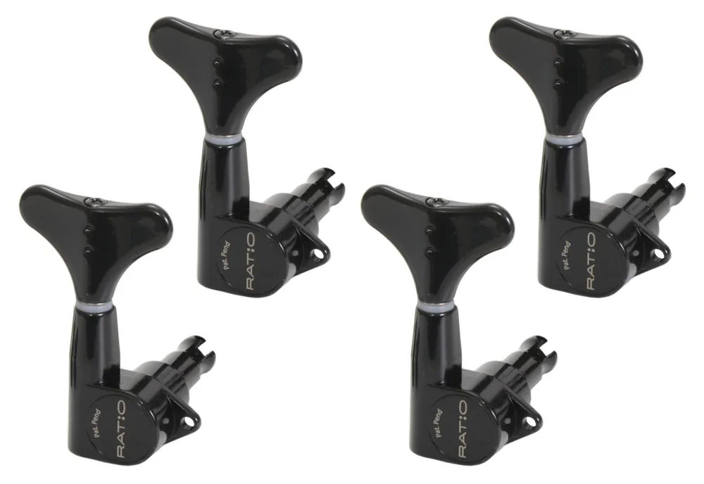 Super-Preis Graph Tech PRB-4400-B0 Ratio Bass Machine Heads with Y-Style Button - 4-String, 4-in-Line, Bass Side (Left) - Black