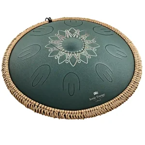 Wochenendangebot MEINL OSTD4DGE Sonic Energy 16" Octave Steel Tongue Drum, Fis Moll, 9 Töne, 432 Hz, Dunkelgrün, Graviertes florales Design