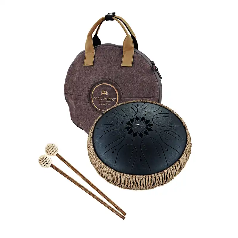 Neu Im Sortiment MEINL MOSTD1BK Sonic Energy Medium Octave Steel Tongue Drum, Schwarz 10", H Moll (432 Hz), 8 Töne