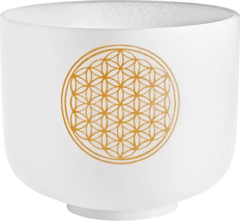 MEINL Sonic Energy PCSB8FOL 8" white-frosted Crystal Singing Bowl Blume des Lebens 128 Hz Sofort Bestellen