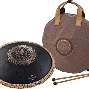 MEINL OSTD1BKE Sonic Energy Octave Steel Tongue Drum, Schwarz, graviertes Blumendesign, D Kurd, 40 cm Sale