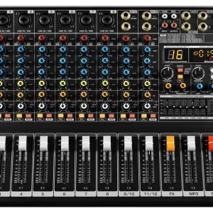 EK AUDIO KW-12E Analog 12-Kanal-Mischer verstärkt mit Effekten, USB, Bluetooth Neuheit