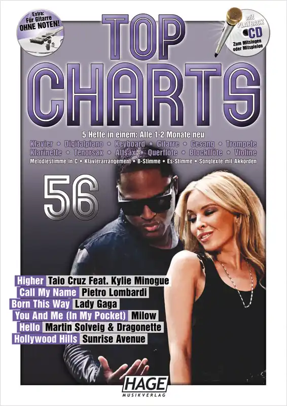 HAGE EH3841 Top Charts 56 Songbook + CD Top-Seller