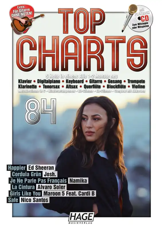 HAGE EH3973 Top Charts 84 Songbook + CD Nur Heute