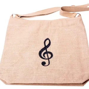 Zertifiziert Jutetasche natur mit Violinschlüssel, verstellbare Riemen