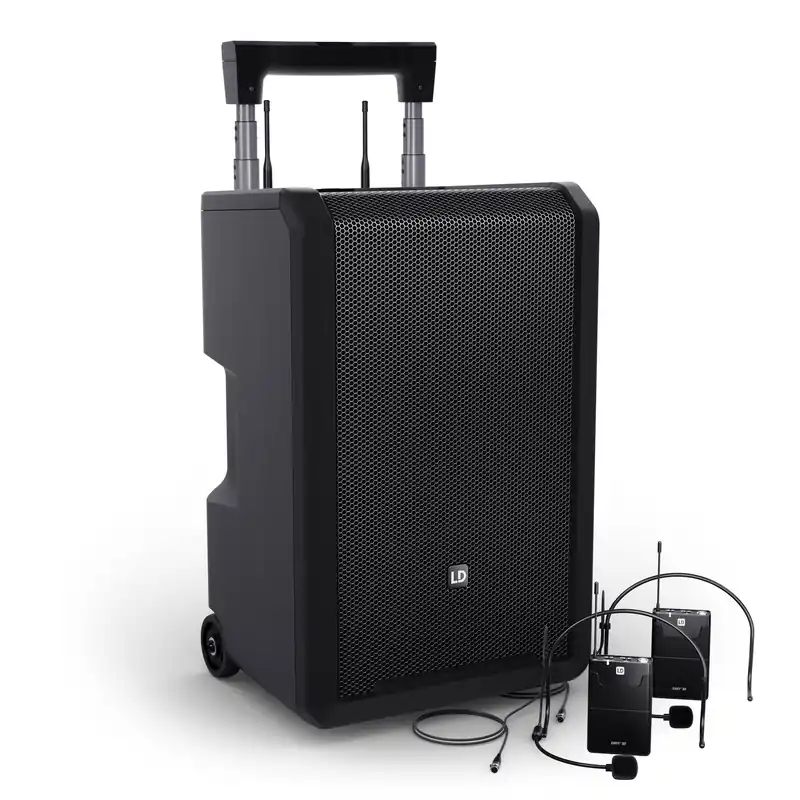LD Systems ANNY® 10 BPH 2 B8 - 10" Mobiler Bluetooth® PA-Lautsprecher mit Akku, Mixer und 2x Headset Schneller Versand