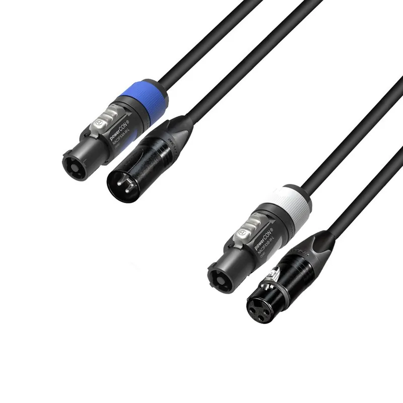 Adam Hall Cables 5 STAR H PCON A 0300 - Hybridkabel Audio Neutrik® XLR x powerCON® | 3 m Schneller Versand