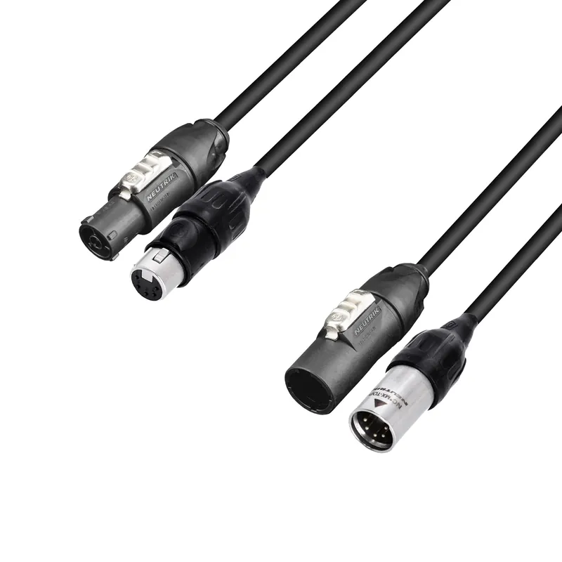 Expressversand Adam Hall Cables 5 STAR H TCON 5D 1000 IP65 - Hybridkabel DMX Neutrik® XLR 5-Pol IP65 x powerCON TRU