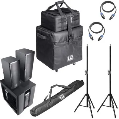Preis Gesenkt SET LD Systems Dave 8 Roadie System BK + Stativ + Kabel Set + Schutzhüllen