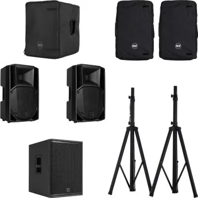 Markenprodukt SET RCF 2.1 PA Set ART 712-A MK V + Subwoofer + Lautsprecherstative + Schutzhüllen