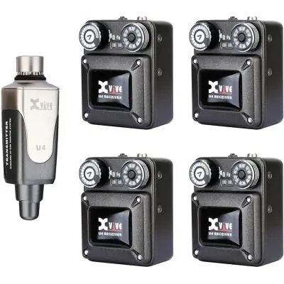 XVive U4 In-Ear Monitor Wireless System Bundle, 1xTransmitter + 4xReceiver Garantierte Lieferung