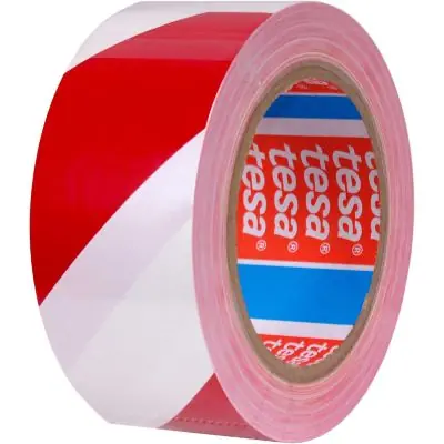 tesa 60760 Klebeband Markierungs- Warnband 50mm rot/weiß 33m Markenprodukt