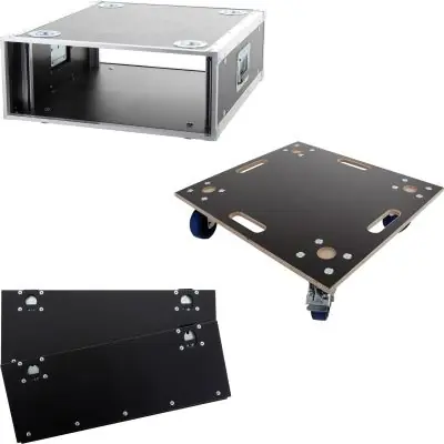 Billig SET KORN Case 19 Zoll Rack ohne Deckel 4 HE / 60 cm Hexa + Deckel + Rollbrett