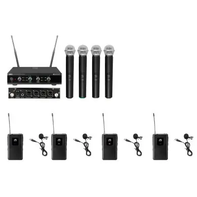 Kostenfreie Lieferung OMNITRONIC UHF-E4 Funkmikrofon+ 4x BP + 4x Lavalierm. 518.7/520.9/523.1/525.3MHz